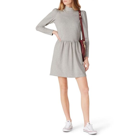 Rebecca Taylor Gray High Neck Casual Long Sleeve Mini Dress Size XL Fit & Flare - Picture 1 of 12